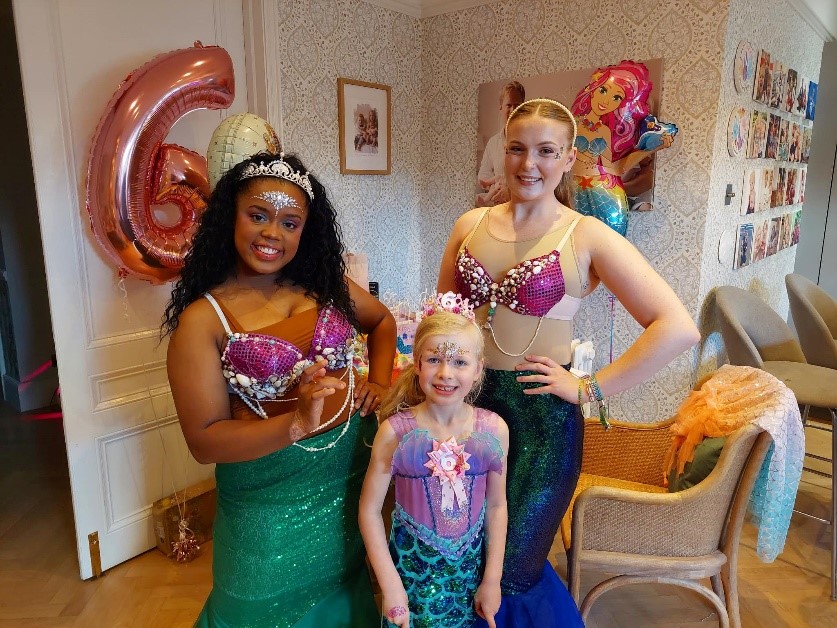 Princess Safiya and Aimee as mermaid entertainers Surrey