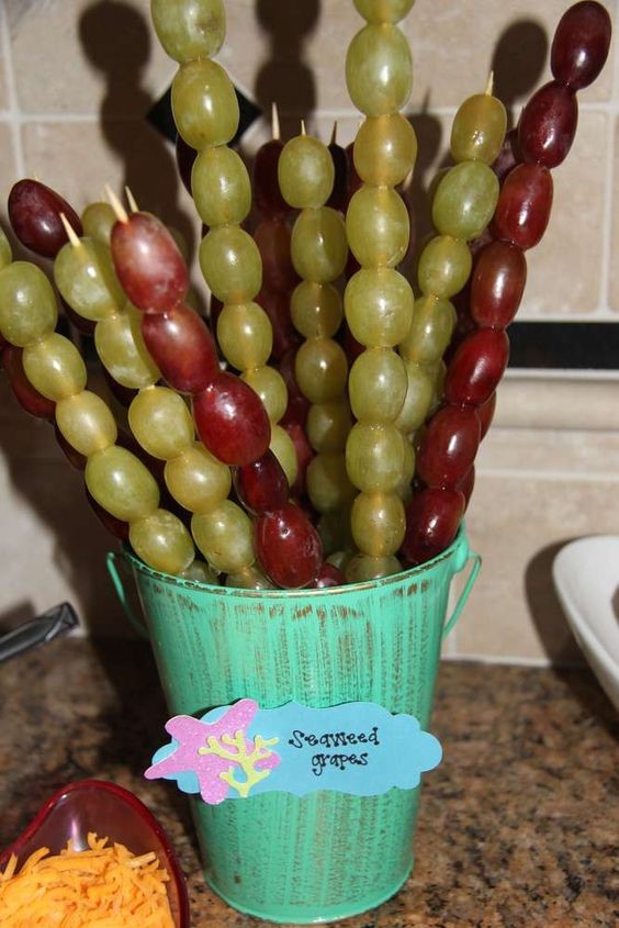 mermaid themed party seaweed grapes