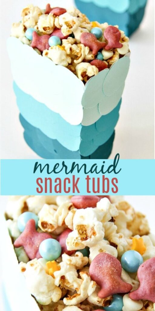 mermaid themed party snack tubs