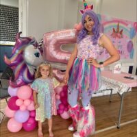 Snow Princess Parties entertainer unicorn pinner party birthday