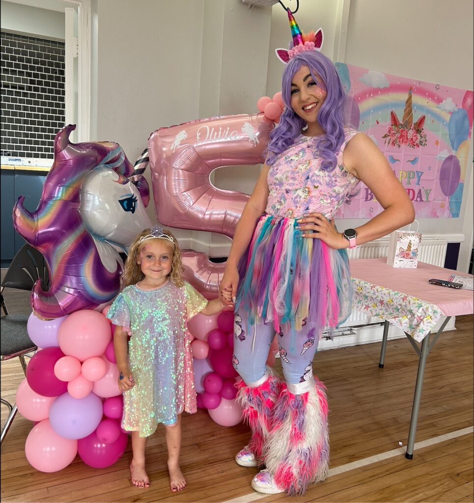 Snow Princess Parties entertainer unicorn pinner party birthday
 